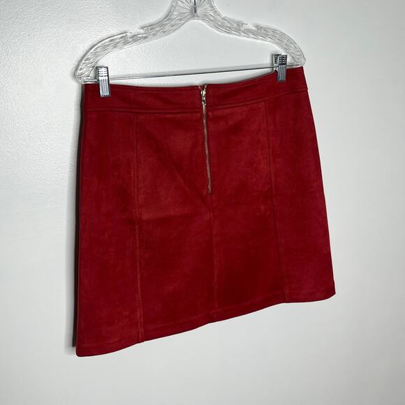Loft Faux Suede Tweed Mini Skirt Set Womens 10 Red Purple Academia Workwear - Picture 8 of 10